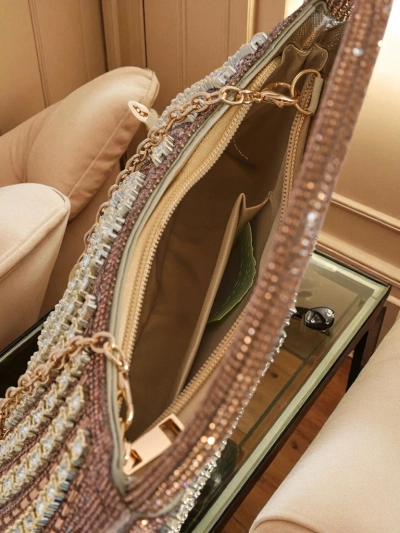 Royalfashion Дамска чанта тип клъч с цирконии Sova Glint