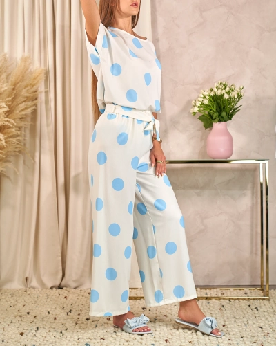 Royalfashion Дамски комплект в синьо и бяло