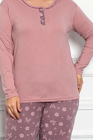 Royalfashion Дамски памучен комплект пижама с печат на пеперуда ВТОРИ РАЗМЕР