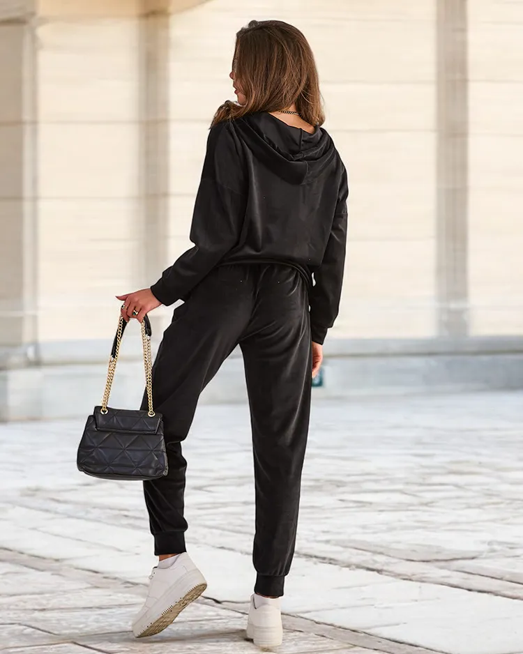 Royalfashion Дамски памучен а'ла велурен комплект