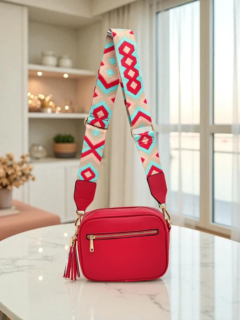 Royalfashion Малка дамска чанта от еко кожа с цветна каишка Kovi Lace