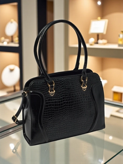 Дамска чанта тип shopper от еко кожа с релеф Iron Lace