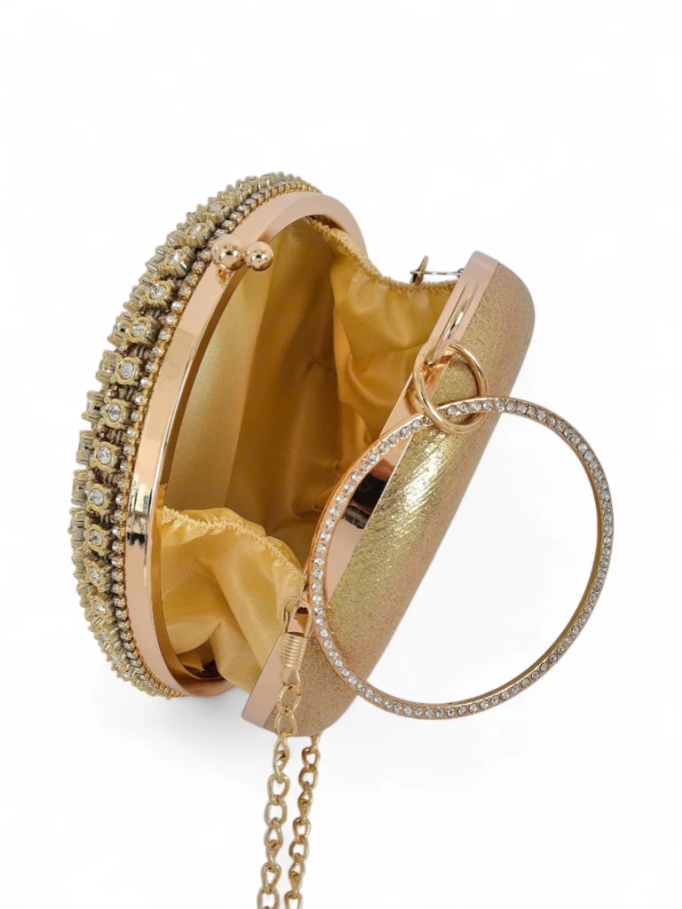 Royalfashion Дамска чанта клъч с цирконии Elira Noir