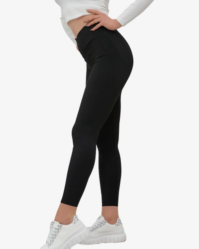 Дамски клинове с широк ластик в черно - Облекло