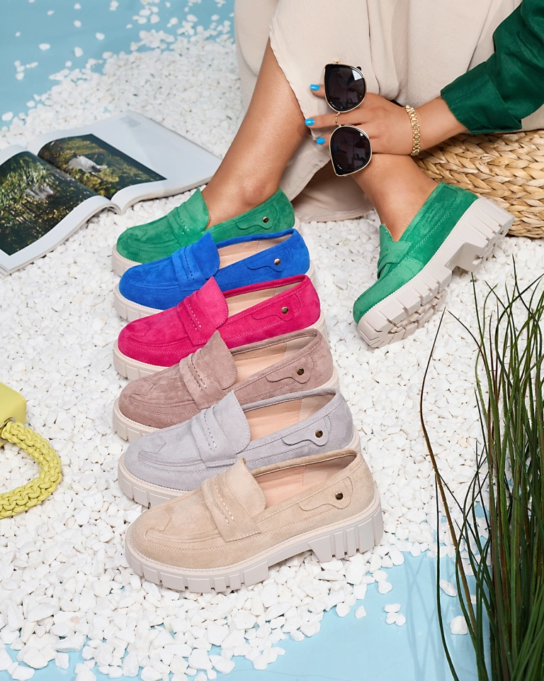 Royalfashion Мокасини от еко велур в цвят фуксия за жени Siherta