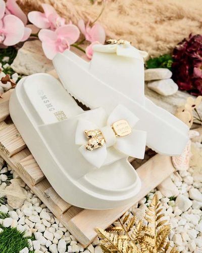 Royalfashion Дамски гумени джапанки с декоративна панделка Apis