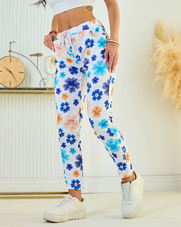 Royalfashion Дамски панталон от плат с флорални мотиви