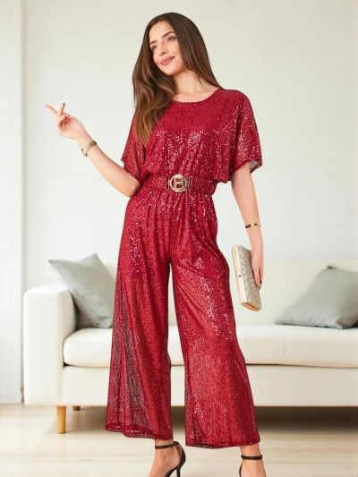 Royalfashion Дълъг дамски комбинезон с пайети