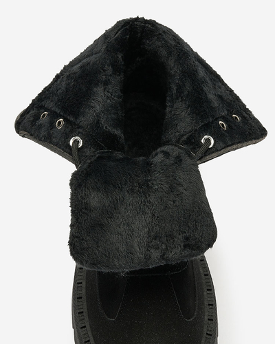 Royalfashion Черни дамски ботуши Macnev с връзки