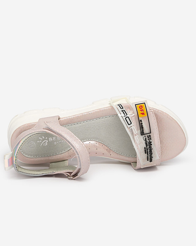 Jasnoróżowe błyszczące sandałki dziewczęce Lorij- Obuwie