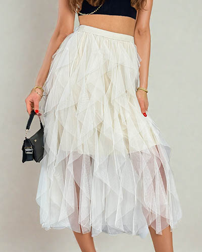 Royalfashion Дамска двупластова миди пола