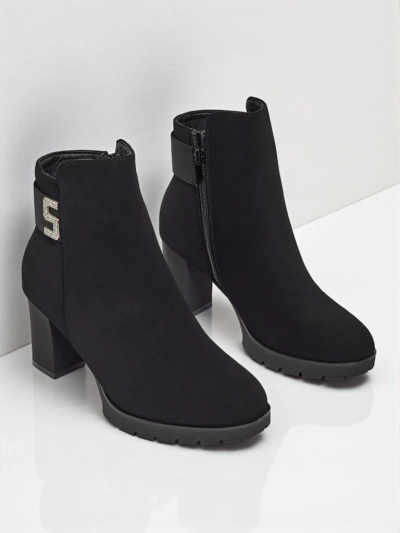 Дамски еко кожени боти до глезена на ток Mireliq