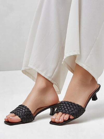 Сандали Callista Nero – Черни дамски обувки на токчета от екологична кожа, лято