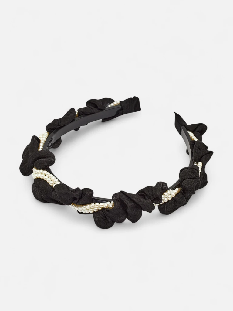 Royalfashion Лента за коса с драперия и перли