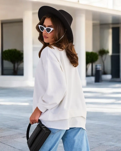 Royalfashion Дамски памучен тънък суитшърт