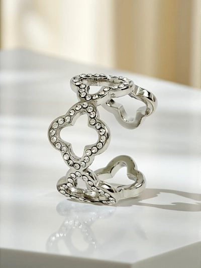 Гривна Ariadne Silverita с кристали – сребърна, геометричен бляскав мотив