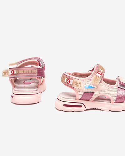 Jasnoróżowe sandały dziecięce na rzepy Mepoti - Obuwie