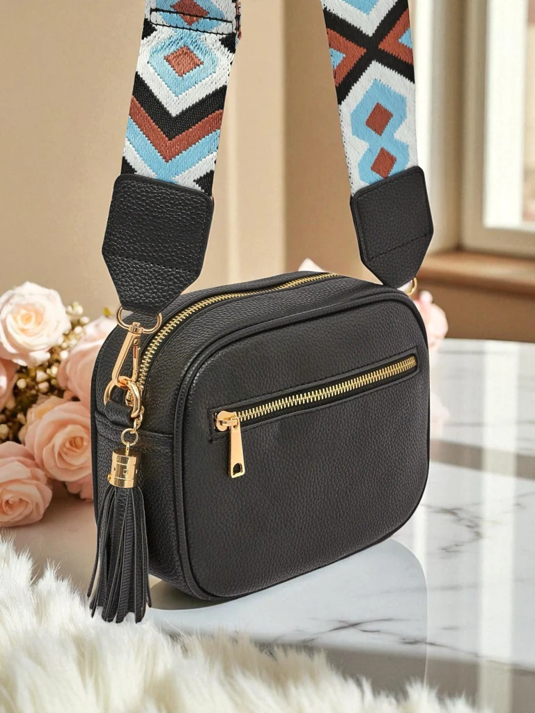 Royalfashion Малка дамска чанта от еко кожа с цветна каишка Kovi Lace