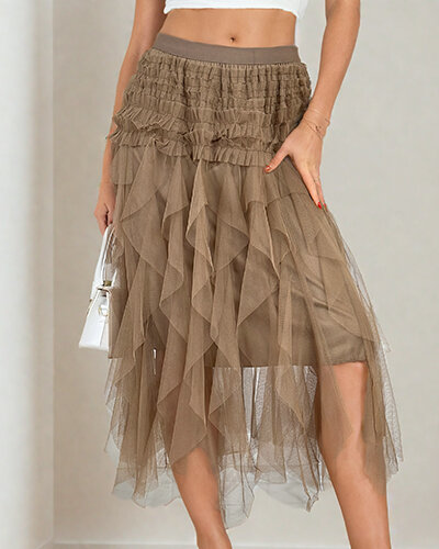 Royalfashion Дамска двупластова миди пола