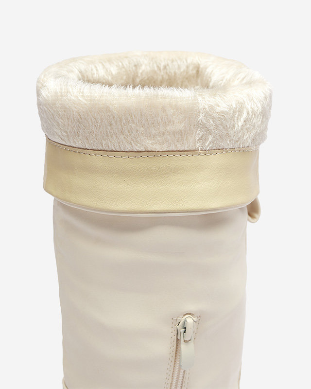 OUTLET Кремави дамски ботуши до средата на прасеца Astaroth - Обувки