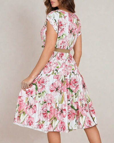 Royalfashion Дамска миди рокля с флорални мотиви