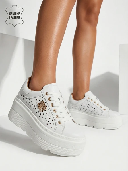 Ажурни дамски спортни сникърси от естествена кожа Atelle