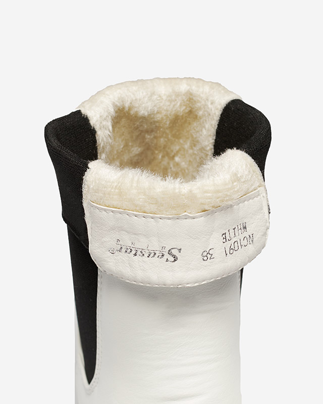 Бели високи дамски боти с квадратен връх Ludiz- Обувки