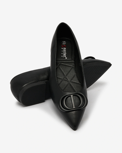 Royalfashion Черни дамски балерини със заострен връх и украса на носа Manixy
