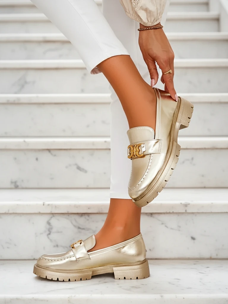 Златни Мокасини Chloé Елегантен Дамски Стил