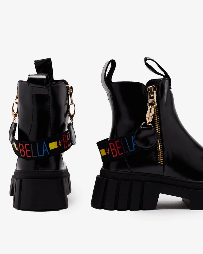 Royalfashion Черни дамски ботуши от екокожа Ceriop