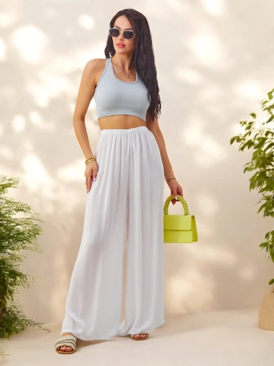 Royalfashion Вискозни прави дамски панталони от плат