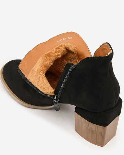 Royalfashion Черни дамски ботуши на ток Ricteas