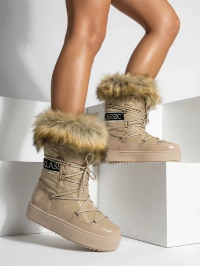 Royalfashion Светлокафяви ботуши a'la snow boots за жени Gomllo