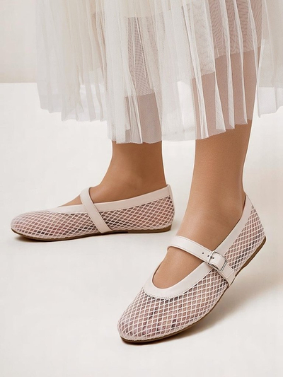 Royalfashion дамски ажурни балеринки с каишка Naommi