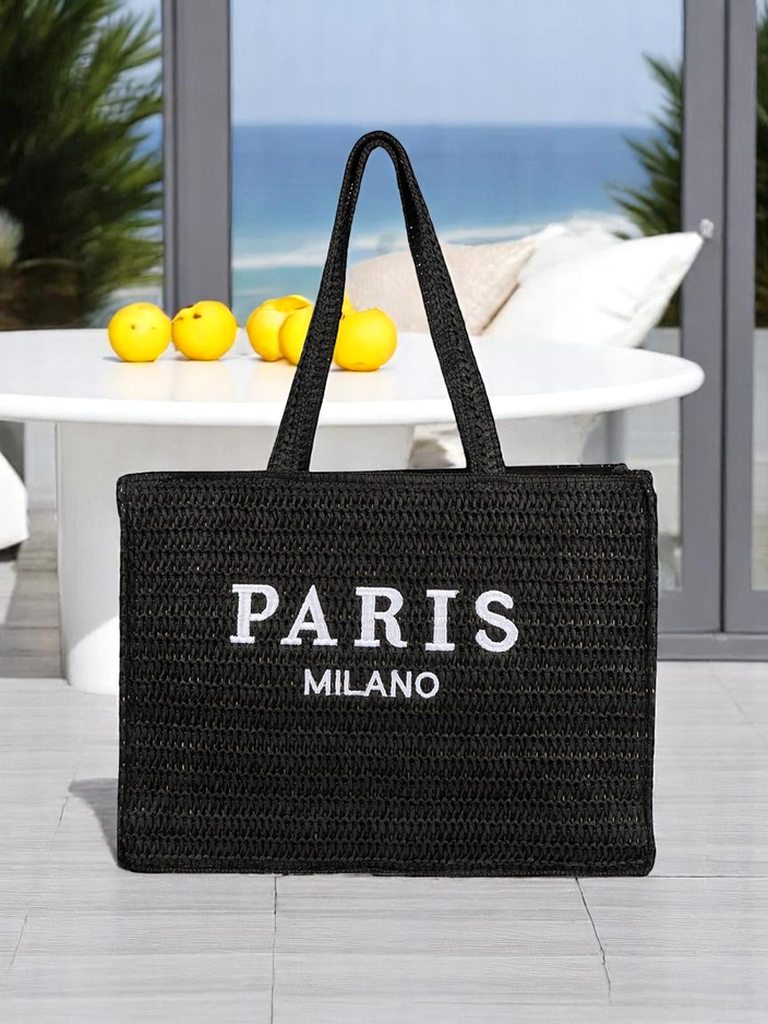 Royalfashion Голяма сламена дамска чанта Paris Milano Large