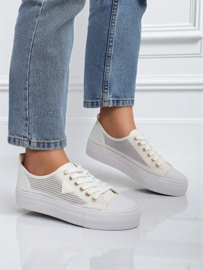 Дамски бели кецове Ariadne Mesh – дишащи кецове на плоска подметка