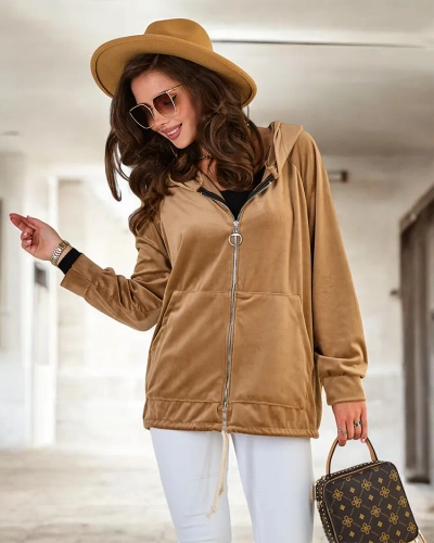 Royalfashion Дамски суитшърт с качулка без цип