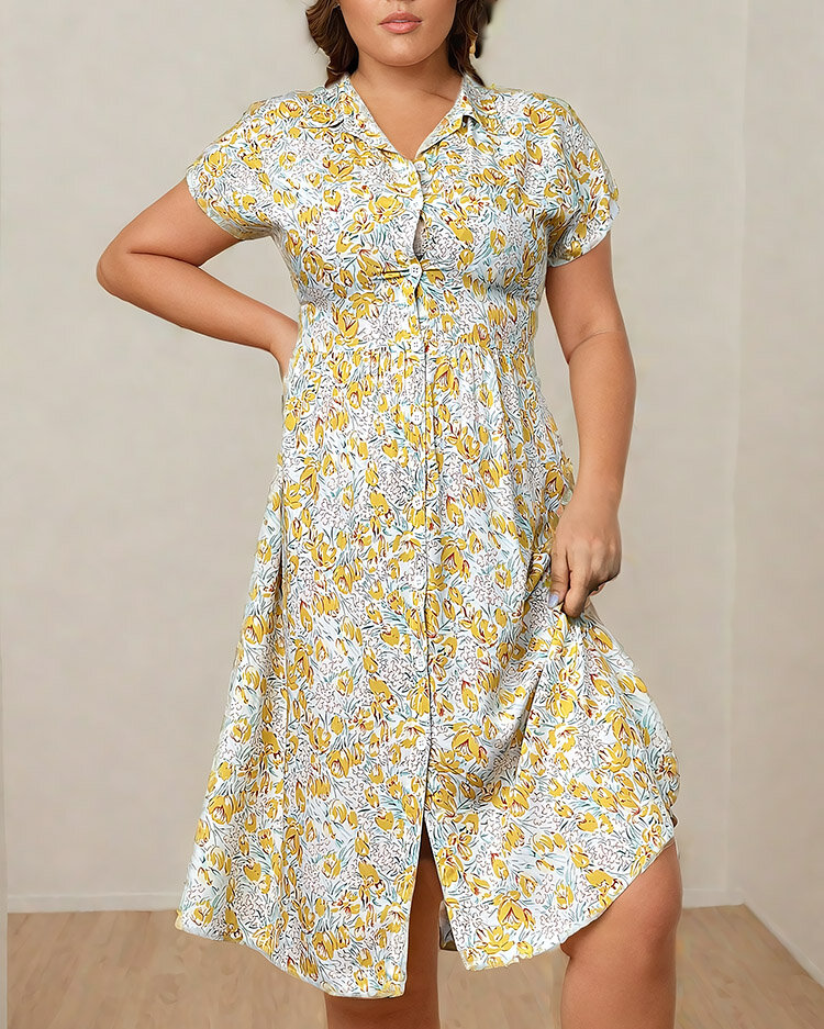 Royalfashion Дамска флорална миди рокля