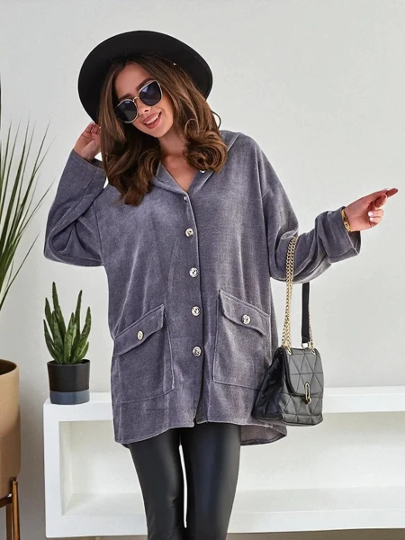 Рокля за жени на Royalfashion с златни копчета ПЛЮС РАЗМЕР