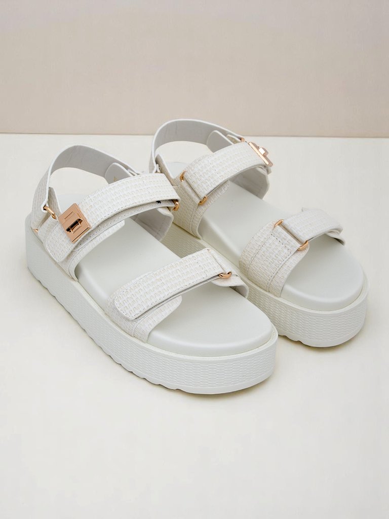 Royalfashion Kallisto – Бели дамски сандали на платформа, екологична кожа