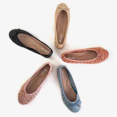 Czarne damskie plecione balerinki Wewo - Obuwie