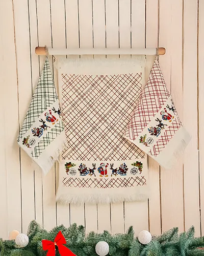 Royalfashion Коледен комплект от 3 кухненски кърпи