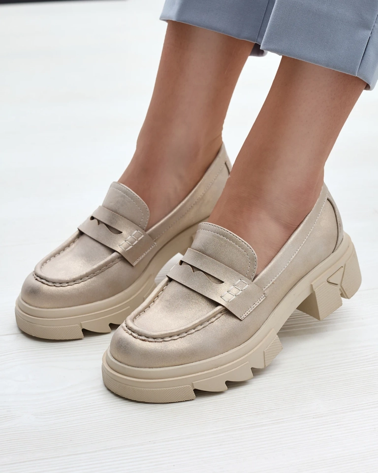 Златни дамски мокасини от еко кожа Sepop- Footwear