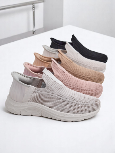 Aurelia Comfort Бежови Дамски Обувки Slip On от Плат с Плосък Ток