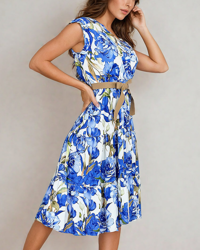 Royalfashion Дамска миди рокля с флорални мотиви