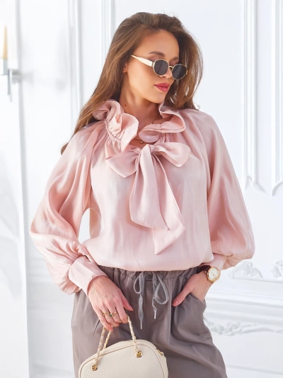 Royalfashion Блестяща дамска риза с декоративна яка