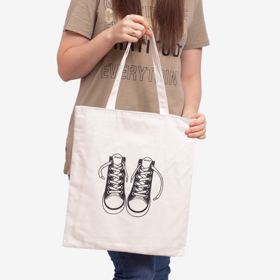 Biała materiałowa torba z nadrukiem - Akcesoria