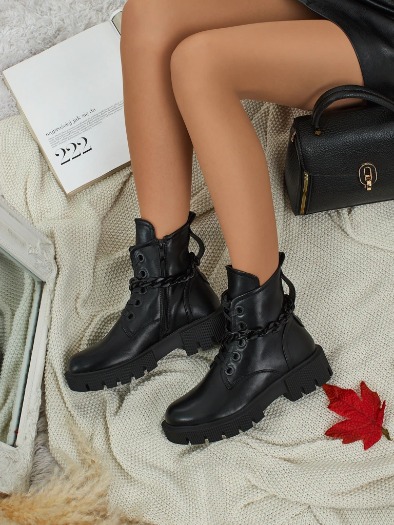 Дамски еко кожени боти с връзки Anviq