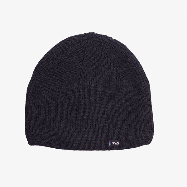 Ciemnoszara męska ocieplana czapka - Akcesoria