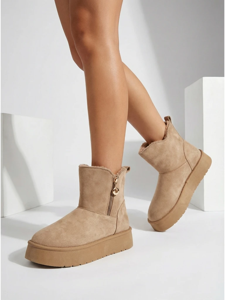 Дамски боти Aurora Бежови Кожени За Всеки Ден